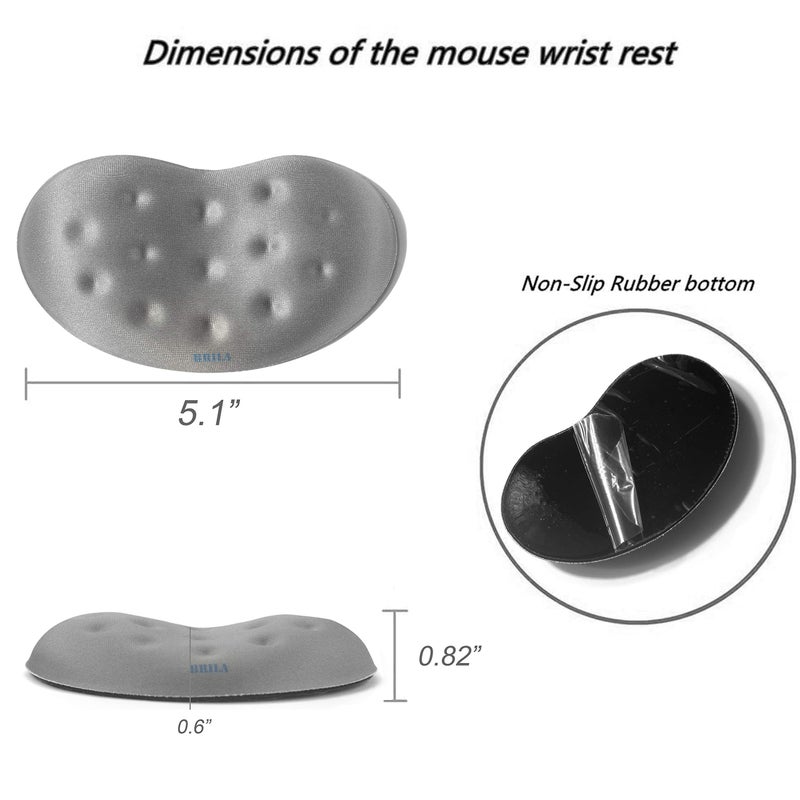 BRILA Ergonomic Memory Foam Mouse Wrist Rest Support Pad Cushion for Computer, Laptop, Office Work, PC Gaming - Massage Holes Design - Wrist Pain Relief (Grey Mouse Wrist Rest) - Image 3